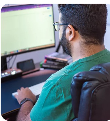 A developer at a monitor
