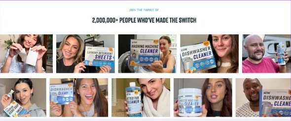 Join the family of 2,000,000+ people who've made the switch: a grid of customer photos holding ACTIVE products