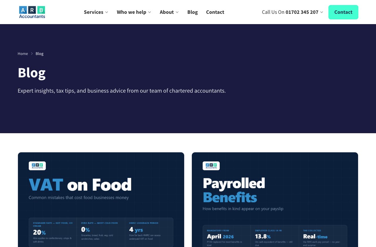 ARB's blog index with posts on VAT on food and payrolled benefits