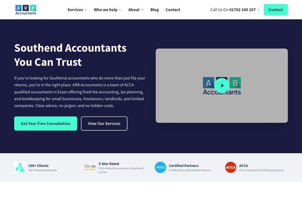 ARB Accountants homepage, live