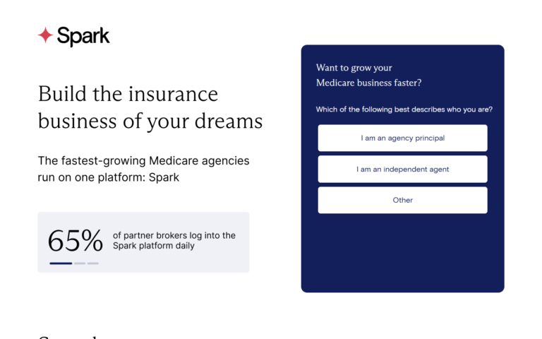 Spark Advisors Facebook landing page