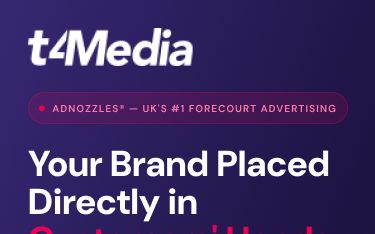 T4Media AdNozzles UK forecourt advertising B2B lead generation landing page designed by Apexure