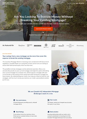 Morcan Direct Finance Landing Page for Loans