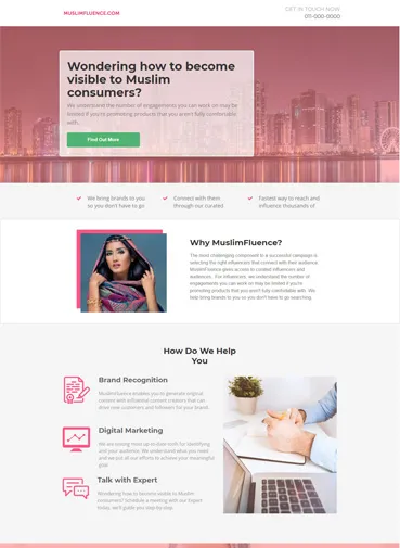 Muslim Fluence Landing Page 