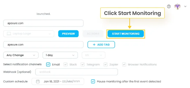 Click-Start-Monitoring