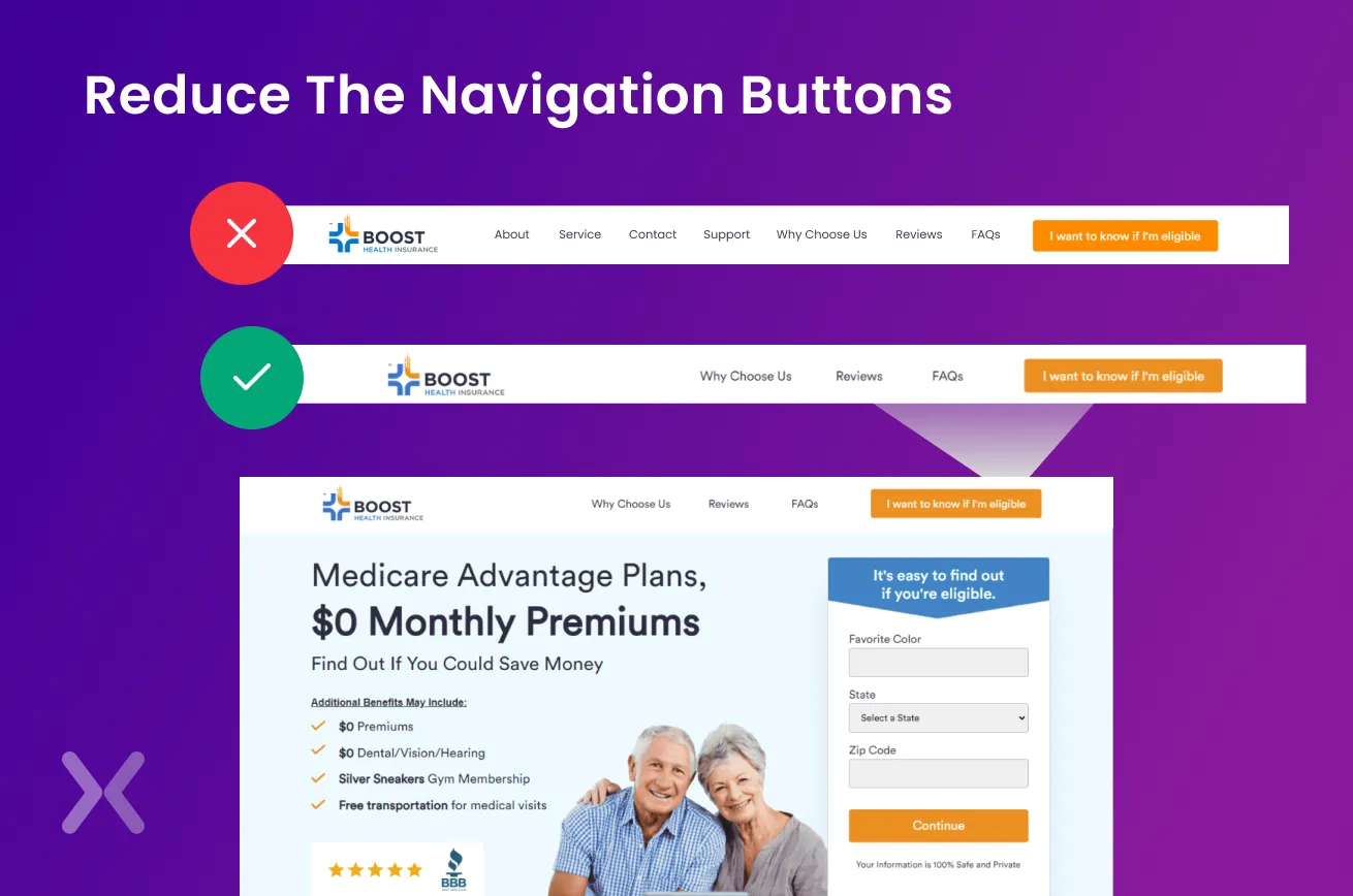 Navigation-on-landing-pages