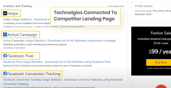 Technologies-on-competitor-landing-page