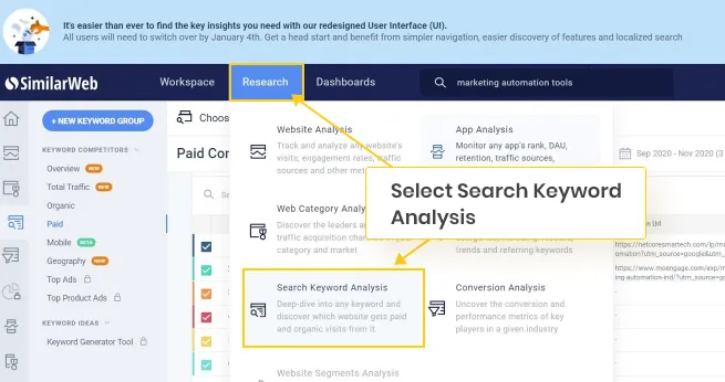 Search-Keyword-analysis-in-similar-web