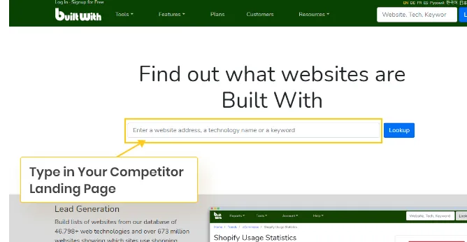 Type-your-Competitor-landing-page-in-builtwith